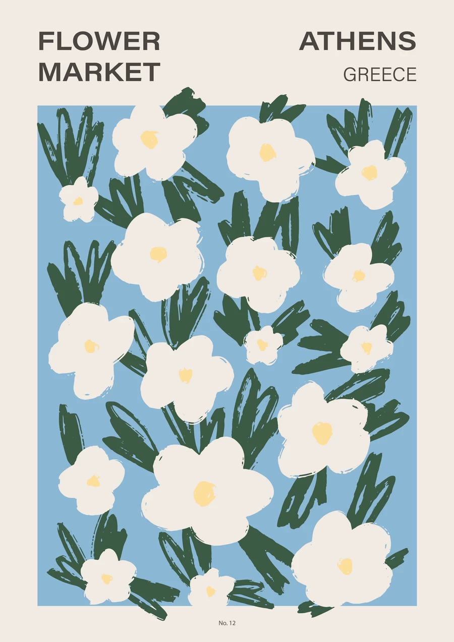 手绘小清新北欧花朵植物花卉插画海报封面画芯装饰AI矢量设计素材【004】